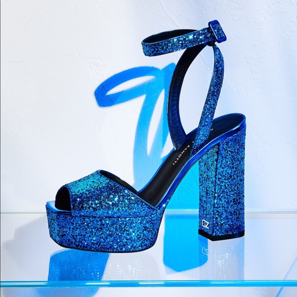 giuseppe zanotti🔹elec blue glitter platform heels